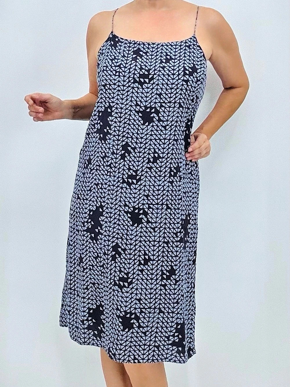 Theory Vintage Y2K Minimalist Quiet Luxury 100% Silk Abstract Print Slip Dress